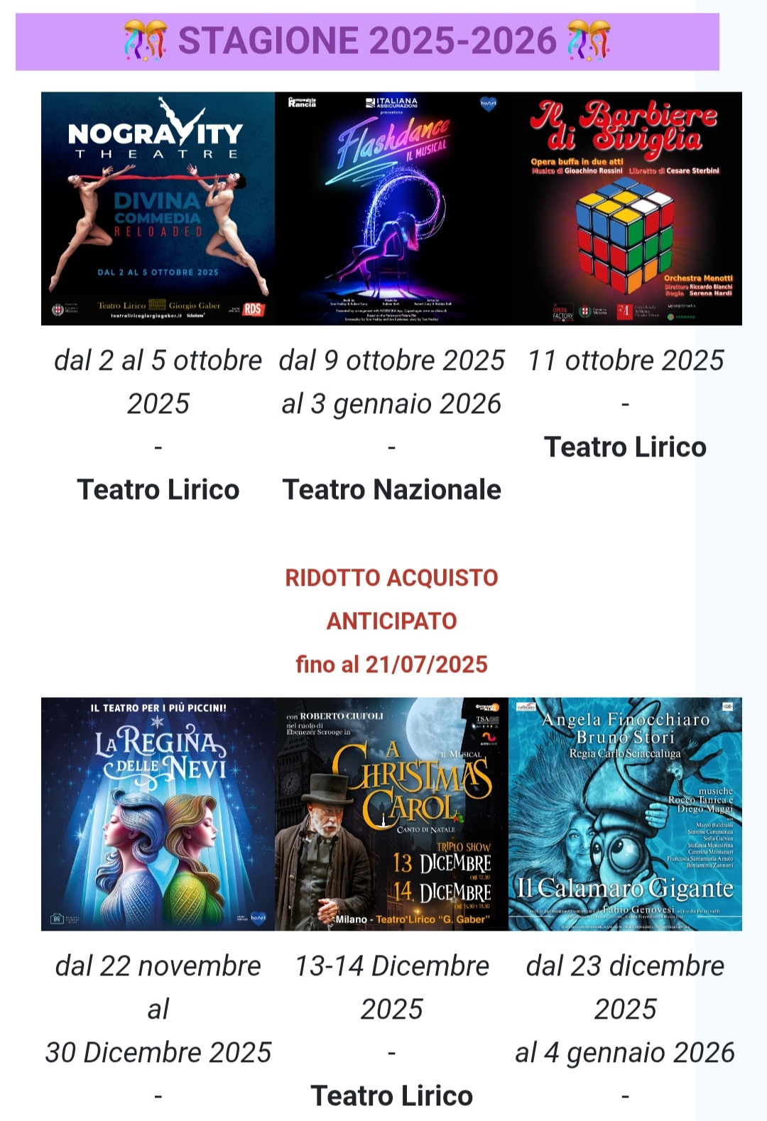 Teatro Nazionale e Lirico! Stagione 2026/2027